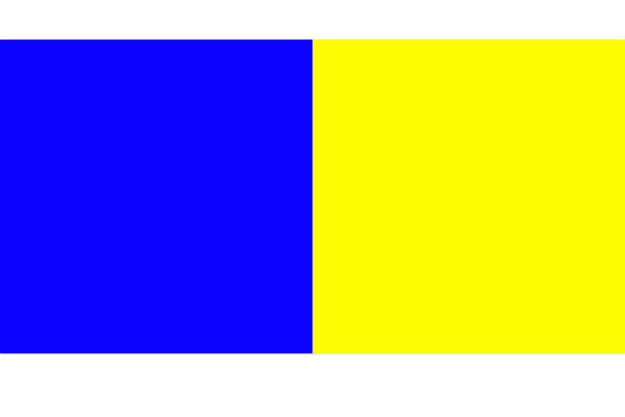 補色の例
①青と黄色