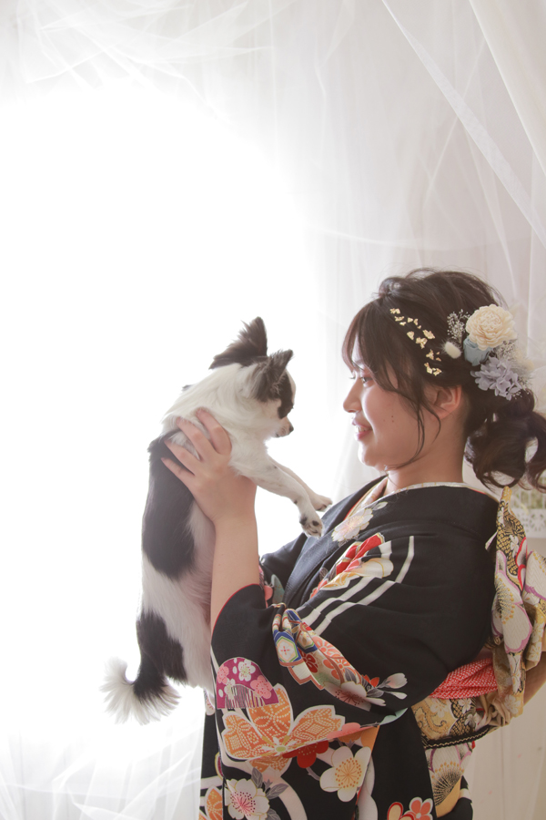 フォトスタジオ　写真館　記念撮影　　家族写真　振袖　ペット　犬　愛犬
